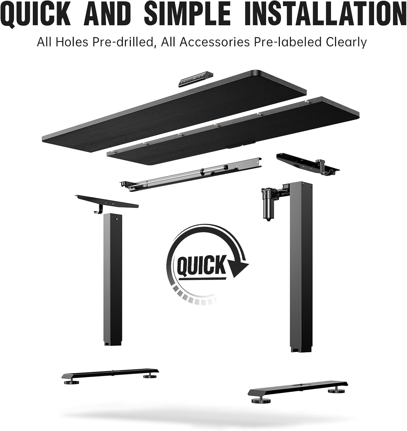 ComfortCraze:  47.2" Standing Desk Electric, Height Adjustable Sit Stand Up, Wood Desktop, Work Home Office, Computer PC Table, Writing Rising Desks, Brown