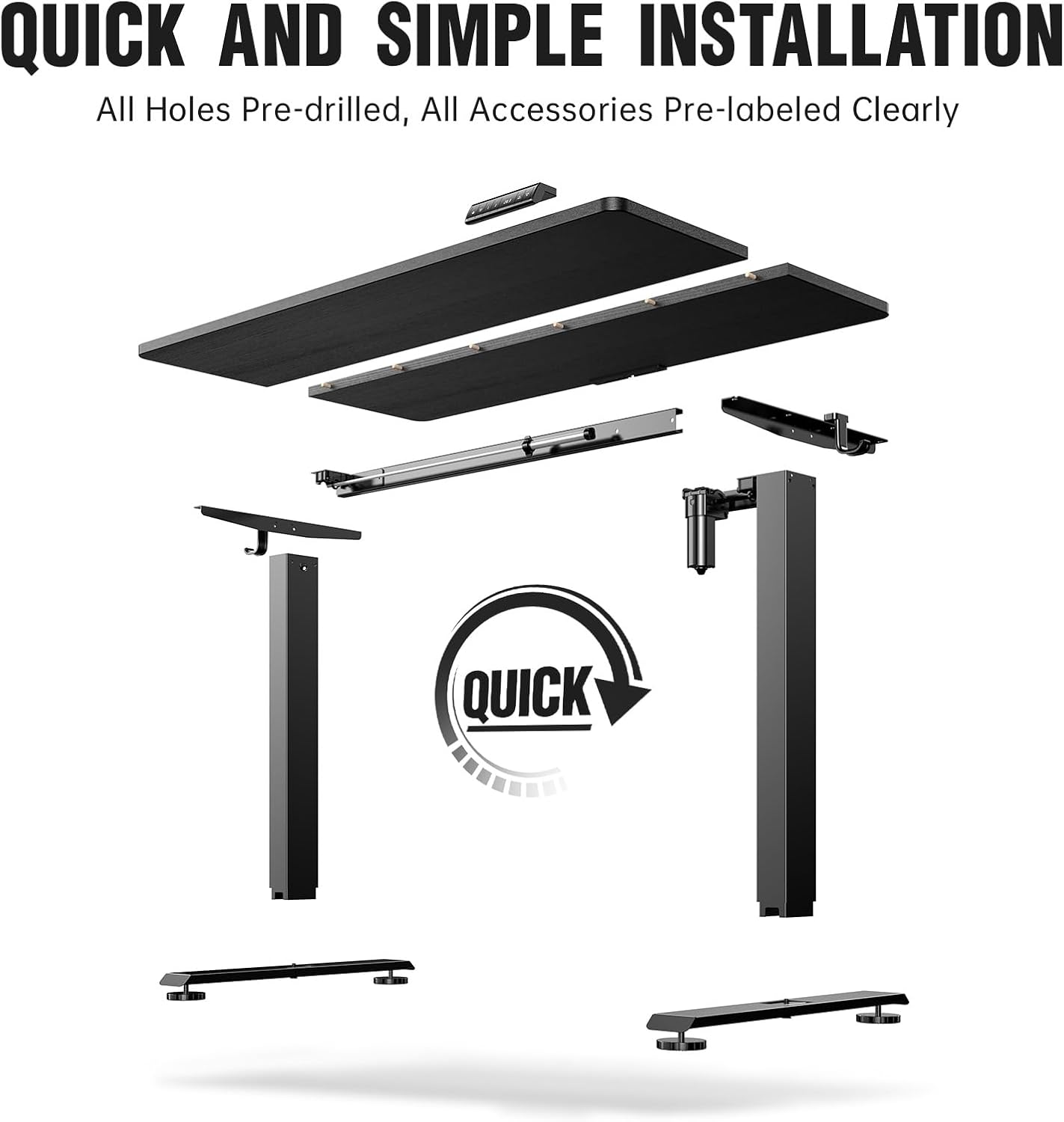ComfortCraze:  47.2" Standing Desk Electric, Height Adjustable Sit Stand Up, Wood Desktop, Work Home Office, Computer PC Table, Writing Rising Desks, Brown