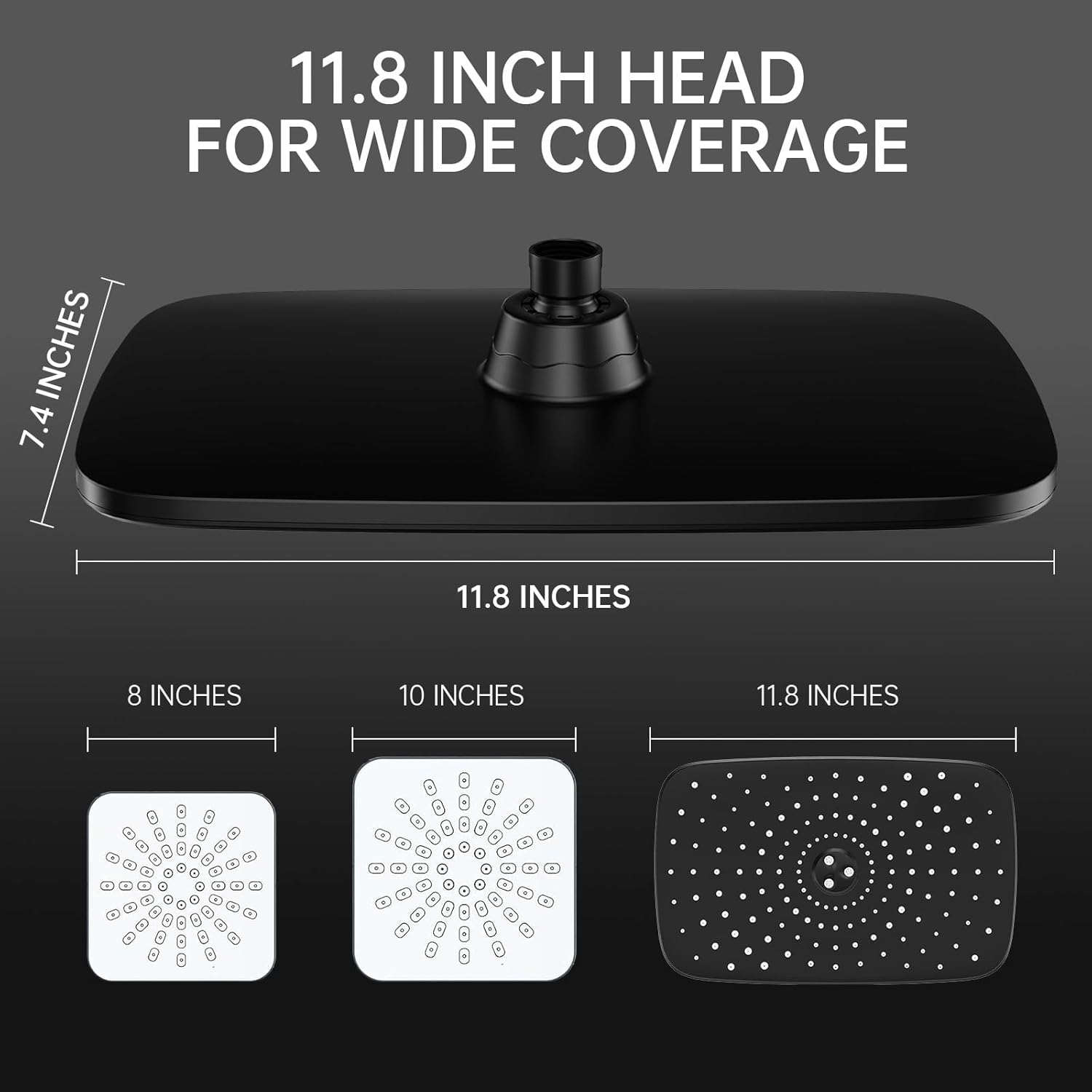 ComfortCraze: 11.8 Inch Rain Shower Head with Handheld- High Pressure Dual Shower Heads with 5 Modes Handheld Spray Combo- Wide Rainfall Showerhead with Hose, Bathroom Accessories, Matte Black