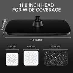 ComfortCraze: 11.8 Inch Rain Shower Head with Handheld- High Pressure Dual Shower Heads with 5 Modes Handheld Spray Combo- Wide Rainfall Showerhead with Hose, Bathroom Accessories, Matte Black