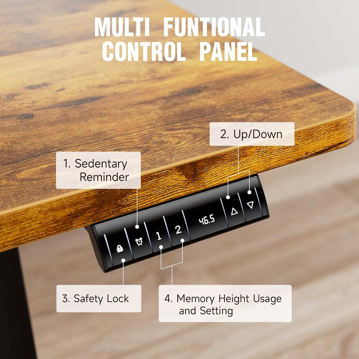 ComfortCraze:  47.2" Standing Desk Electric, Height Adjustable Sit Stand Up, Wood Desktop, Work Home Office, Computer PC Table, Writing Rising Desks, Brown