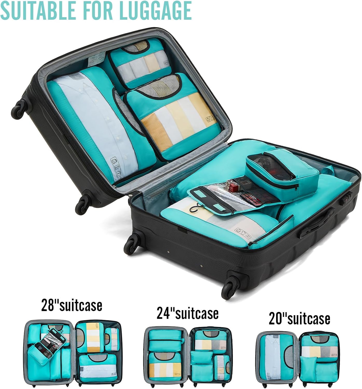 ComfortCraze:  8 Set Packing Cubes for Travel Essentials, Suitcase Organizer Bags Set for Luggage, Road Trip Travel Accessories in 4 Sizes (Extra Large, Large, Medium, Small)
