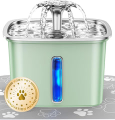 ComfortCraze: Innovation Award Winner Stainless Steel Cat Water Fountain, 95oz/2.8L Automatic Pet Fountain Dog Water Dispenser with Replacement Filters & Silicone Mat for Cats, Dogs (Space Black)
