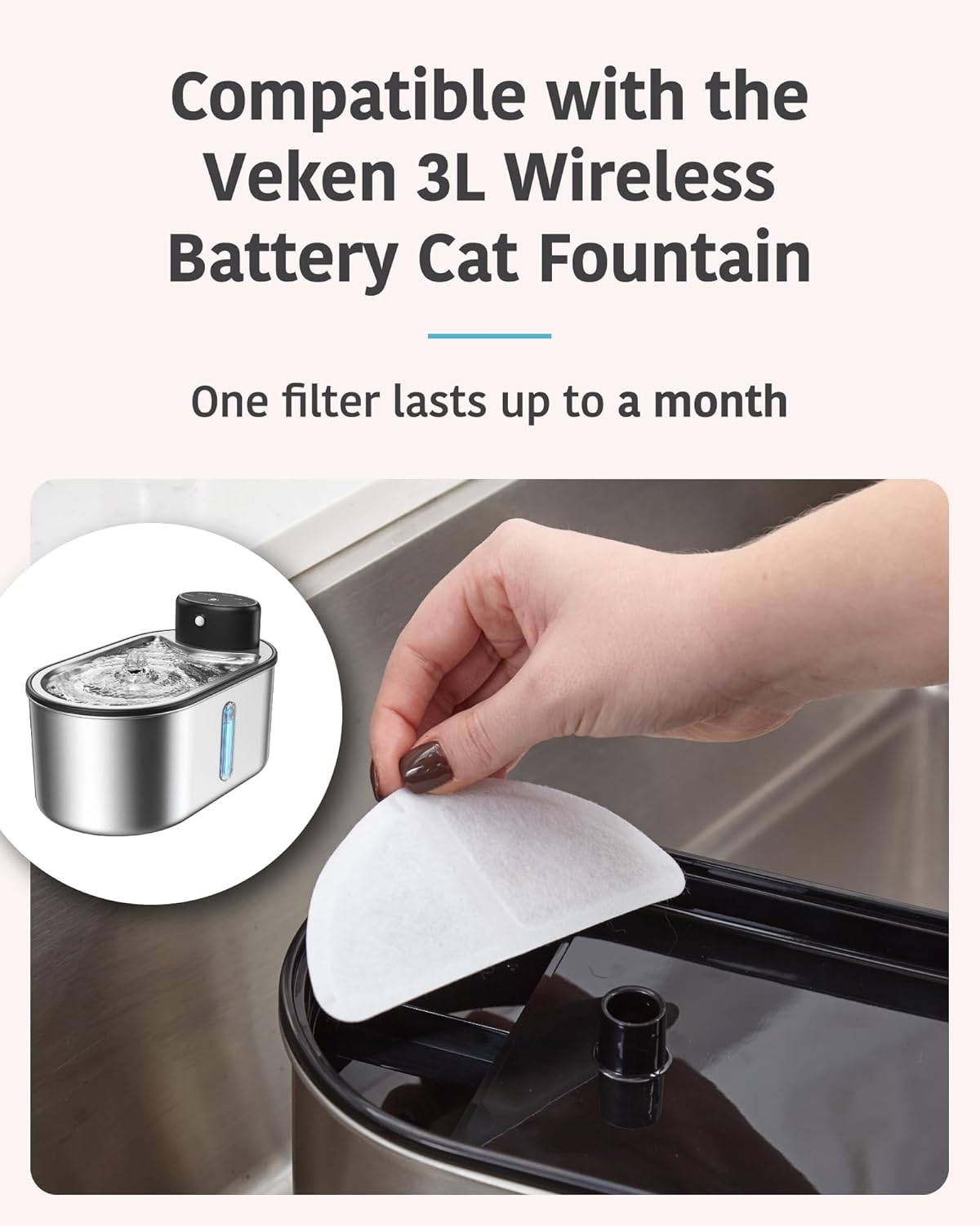 ComfortCraze: 6 Pack Replacement Filters & 6 Pack Pre-Filter Sponges Set for 3L Wireless Cat Fountain PFC7V101, Veken Filters for Cat Water Fountain, Veken Water Fountain Filter, PFC7V103