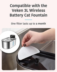 ComfortCraze: 6 Pack Replacement Filters & 6 Pack Pre-Filter Sponges Set for 3L Wireless Cat Fountain PFC7V101, Veken Filters for Cat Water Fountain, Veken Water Fountain Filter, PFC7V103