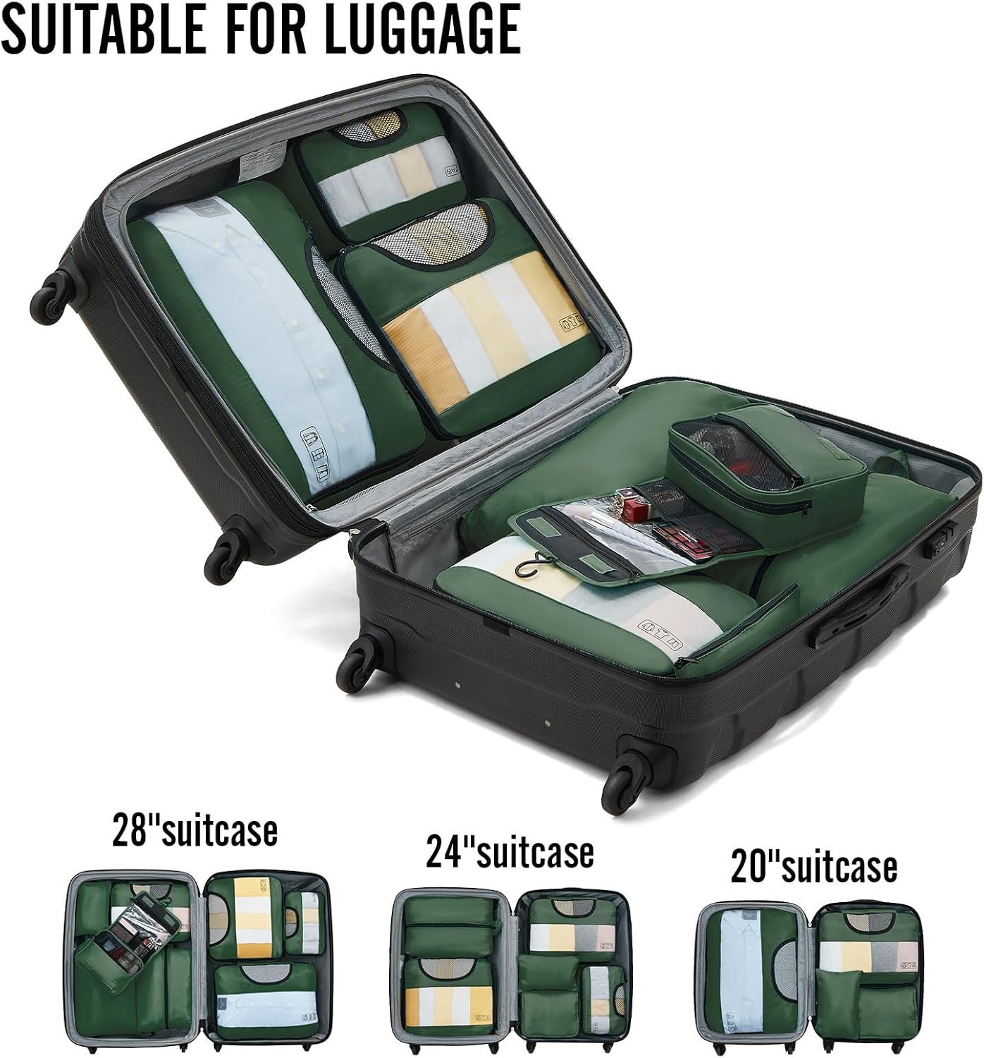 ComfortCraze:  8 Set Packing Cubes for Travel Essentials, Suitcase Organizer Bags Set for Luggage, Road Trip Travel Accessories in 4 Sizes (Extra Large, Large, Medium, Small)