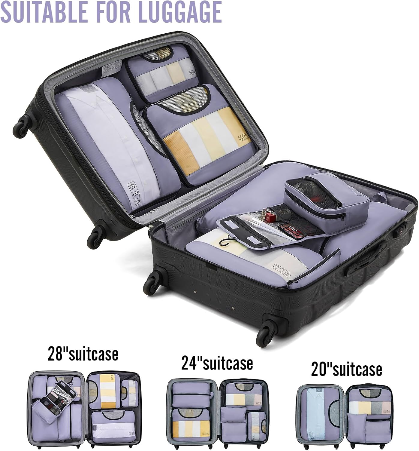 ComfortCraze:  8 Set Packing Cubes for Travel Essentials, Suitcase Organizer Bags Set for Luggage, Road Trip Travel Accessories in 4 Sizes (Extra Large, Large, Medium, Small)