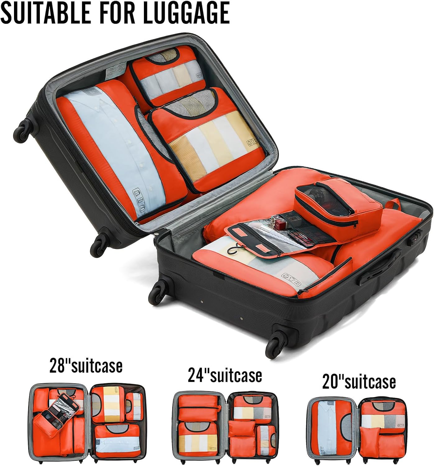 ComfortCraze:  8 Set Packing Cubes for Travel Essentials, Suitcase Organizer Bags Set for Luggage, Road Trip Travel Accessories in 4 Sizes (Extra Large, Large, Medium, Small)
