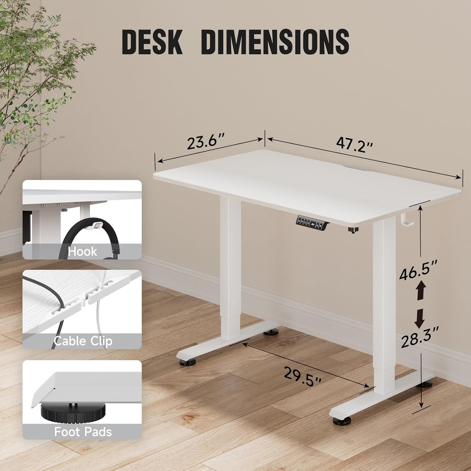 ComfortCraze:  47.2" Standing Desk Electric, Height Adjustable Sit Stand Up, Wood Desktop, Work Home Office, Computer PC Table, Writing Rising Desks, Brown
