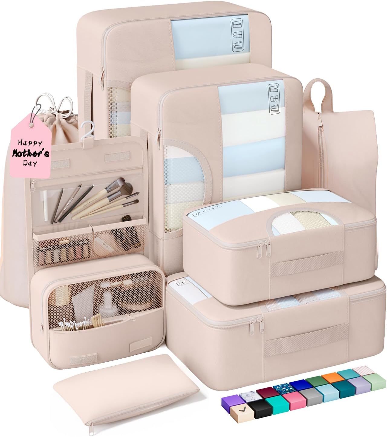 ComfortCraze:  8 Set Packing Cubes for Travel Essentials, Suitcase Organizer Bags Set for Luggage, Road Trip Travel Accessories in 4 Sizes (Extra Large, Large, Medium, Small)