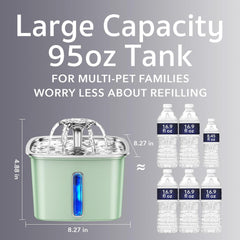 ComfortCraze: Innovation Award Winner Stainless Steel Cat Water Fountain, 95oz/2.8L Automatic Pet Fountain Dog Water Dispenser with Replacement Filters & Silicone Mat for Cats, Dogs (Space Black)