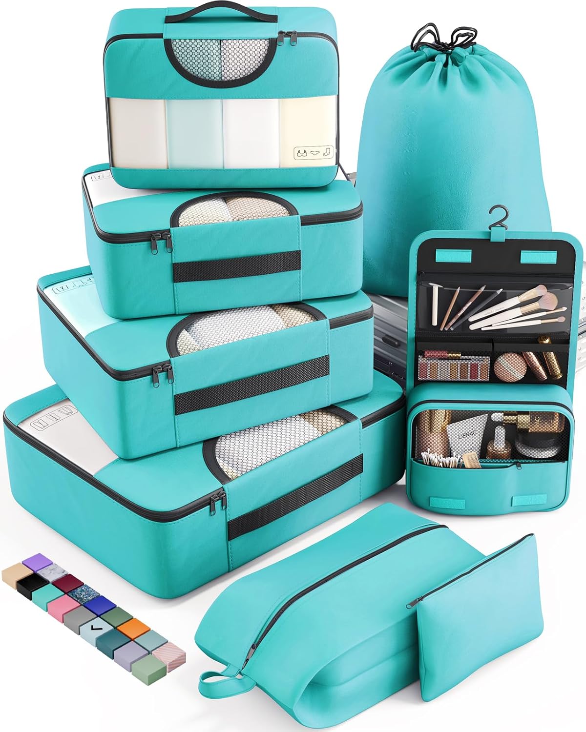 ComfortCraze:  8 Set Packing Cubes for Travel Essentials, Suitcase Organizer Bags Set for Luggage, Road Trip Travel Accessories in 4 Sizes (Extra Large, Large, Medium, Small)