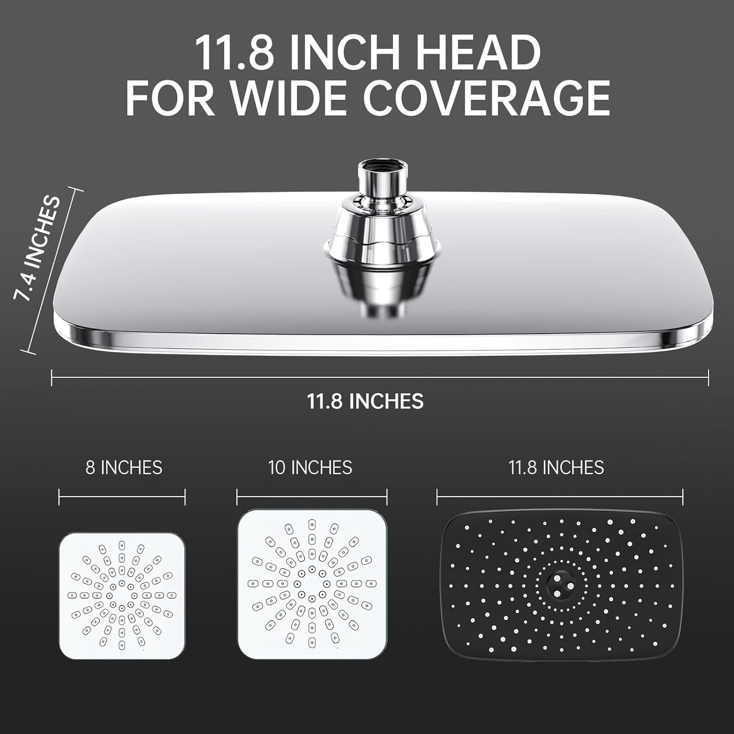 ComfortCraze: 11.8 Inch Rain Shower Head with Handheld- High Pressure Dual Shower Heads with 5 Modes Handheld Spray Combo- Wide Rainfall Showerhead with Hose, Bathroom Accessories, Matte Black