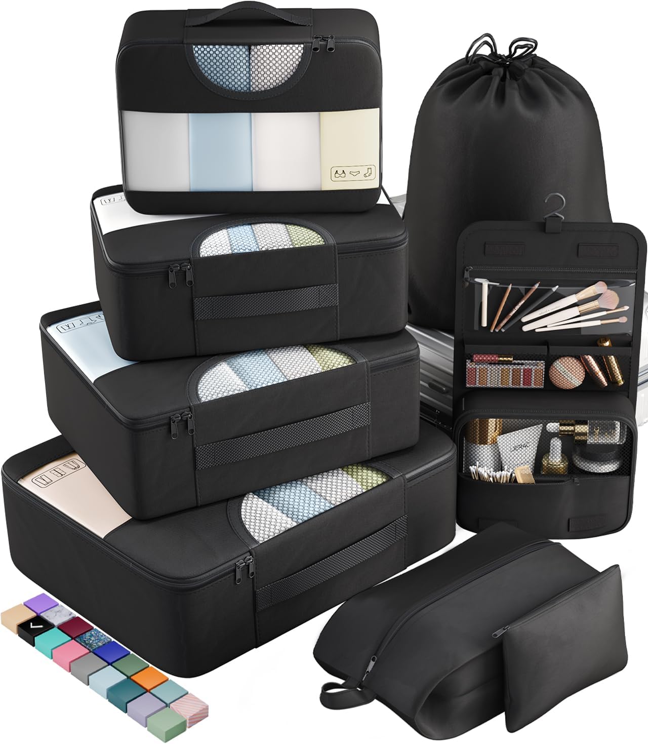 ComfortCraze:  8 Set Packing Cubes for Travel Essentials, Suitcase Organizer Bags Set for Luggage, Road Trip Travel Accessories in 4 Sizes (Extra Large, Large, Medium, Small)