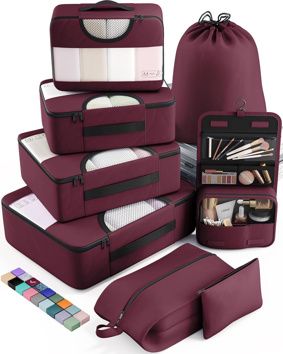 ComfortCraze:  8 Set Packing Cubes for Travel Essentials, Suitcase Organizer Bags Set for Luggage, Road Trip Travel Accessories in 4 Sizes (Extra Large, Large, Medium, Small)