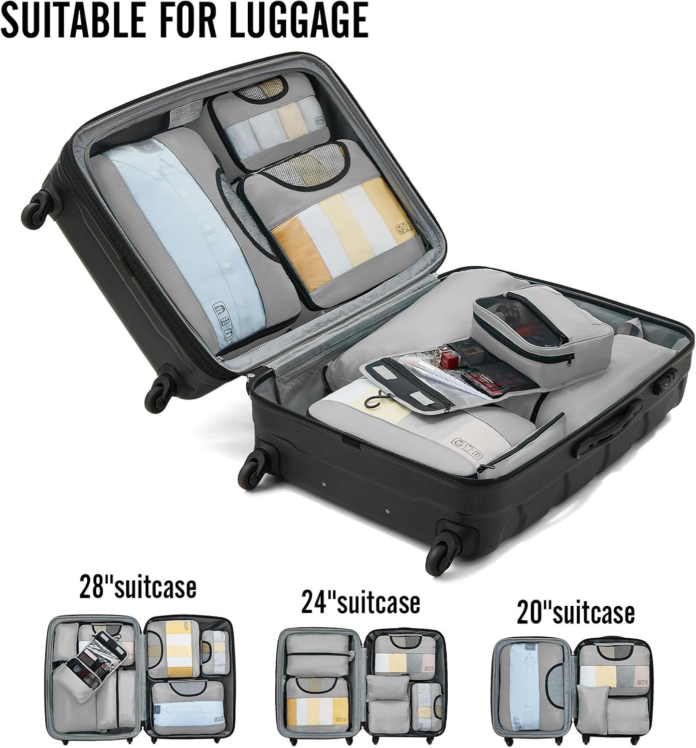 ComfortCraze:  8 Set Packing Cubes for Travel Essentials, Suitcase Organizer Bags Set for Luggage, Road Trip Travel Accessories in 4 Sizes (Extra Large, Large, Medium, Small)