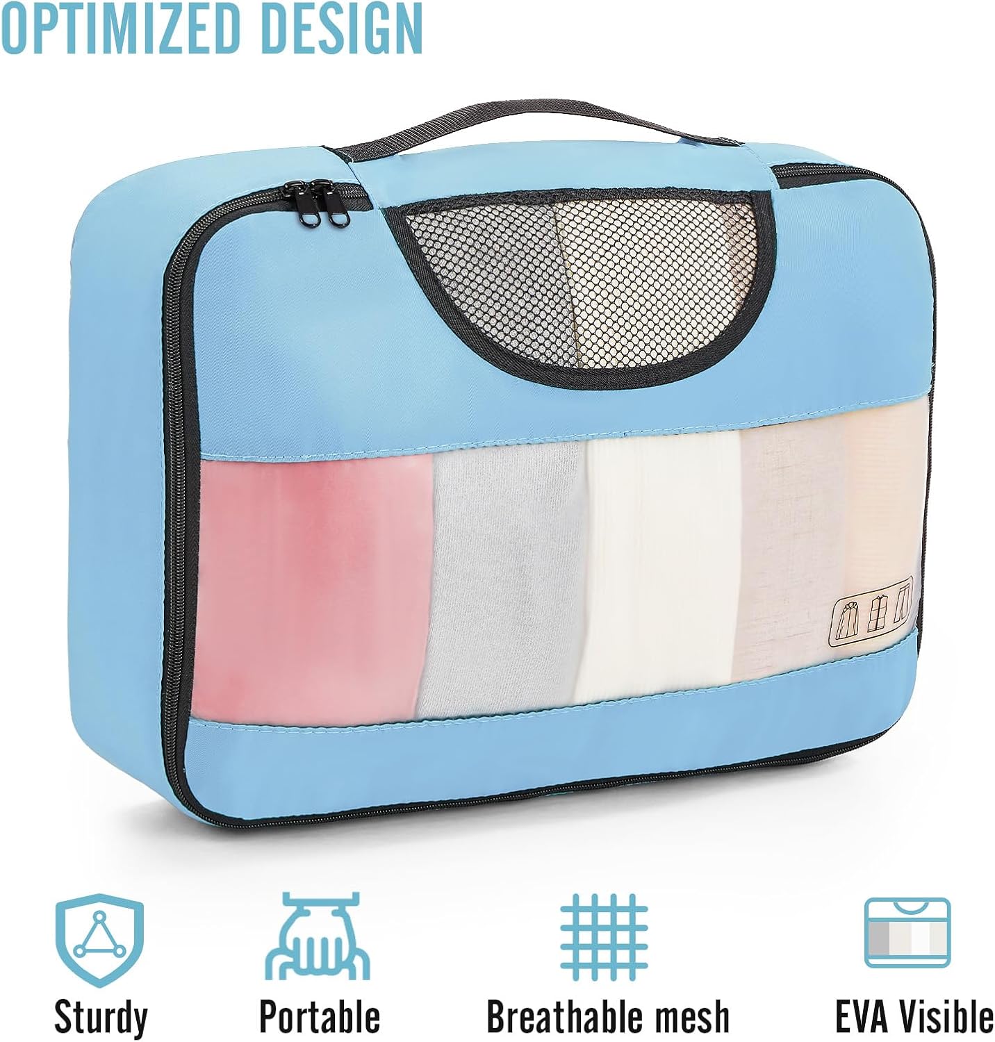 ComfortCraze:  8 Set Packing Cubes for Travel Essentials, Suitcase Organizer Bags Set for Luggage, Road Trip Travel Accessories in 4 Sizes (Extra Large, Large, Medium, Small)