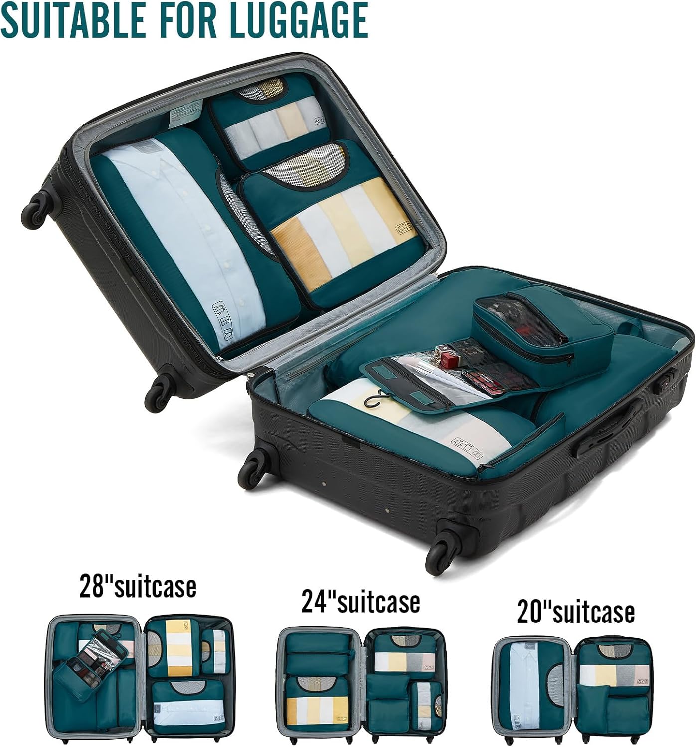 ComfortCraze:  8 Set Packing Cubes for Travel Essentials, Suitcase Organizer Bags Set for Luggage, Road Trip Travel Accessories in 4 Sizes (Extra Large, Large, Medium, Small)