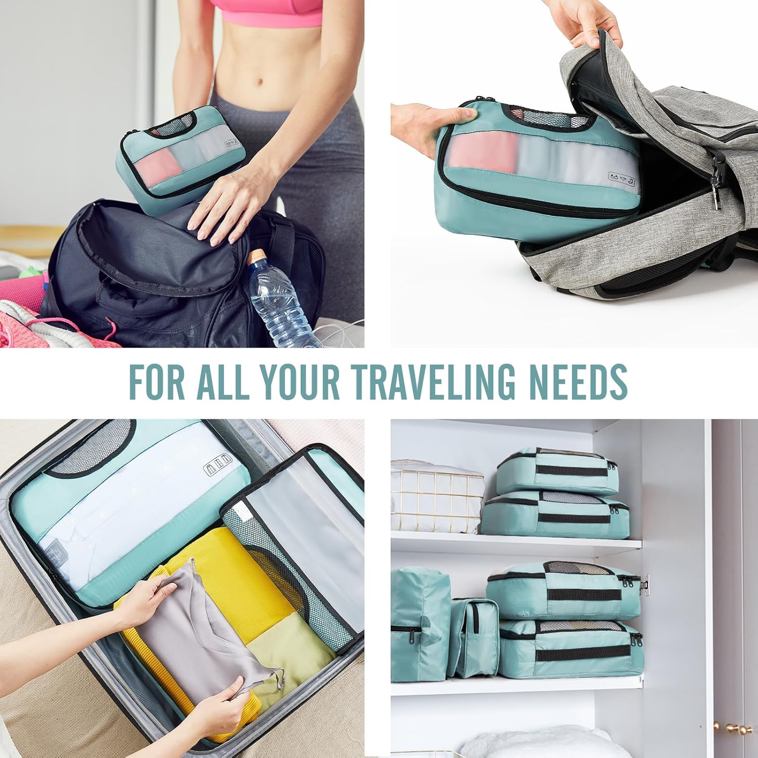 ComfortCraze:  8 Set Packing Cubes for Travel Essentials, Suitcase Organizer Bags Set for Luggage, Road Trip Travel Accessories in 4 Sizes (Extra Large, Large, Medium, Small)