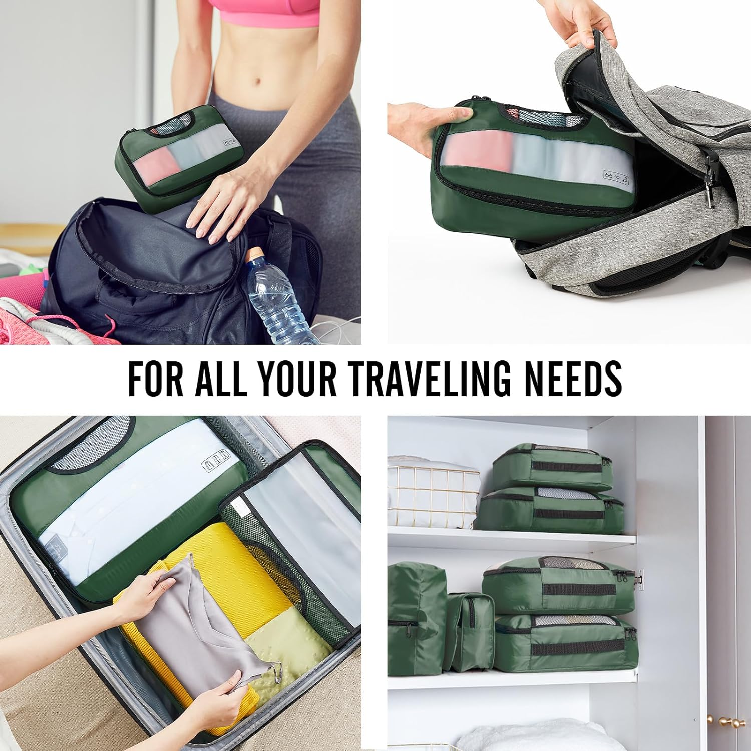 ComfortCraze:  8 Set Packing Cubes for Travel Essentials, Suitcase Organizer Bags Set for Luggage, Road Trip Travel Accessories in 4 Sizes (Extra Large, Large, Medium, Small)