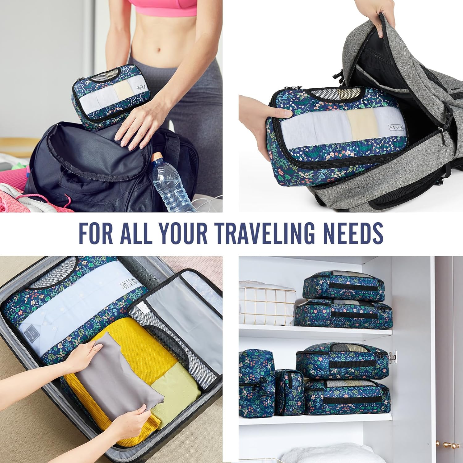 ComfortCraze:  8 Set Packing Cubes for Travel Essentials, Suitcase Organizer Bags Set for Luggage, Road Trip Travel Accessories in 4 Sizes (Extra Large, Large, Medium, Small)