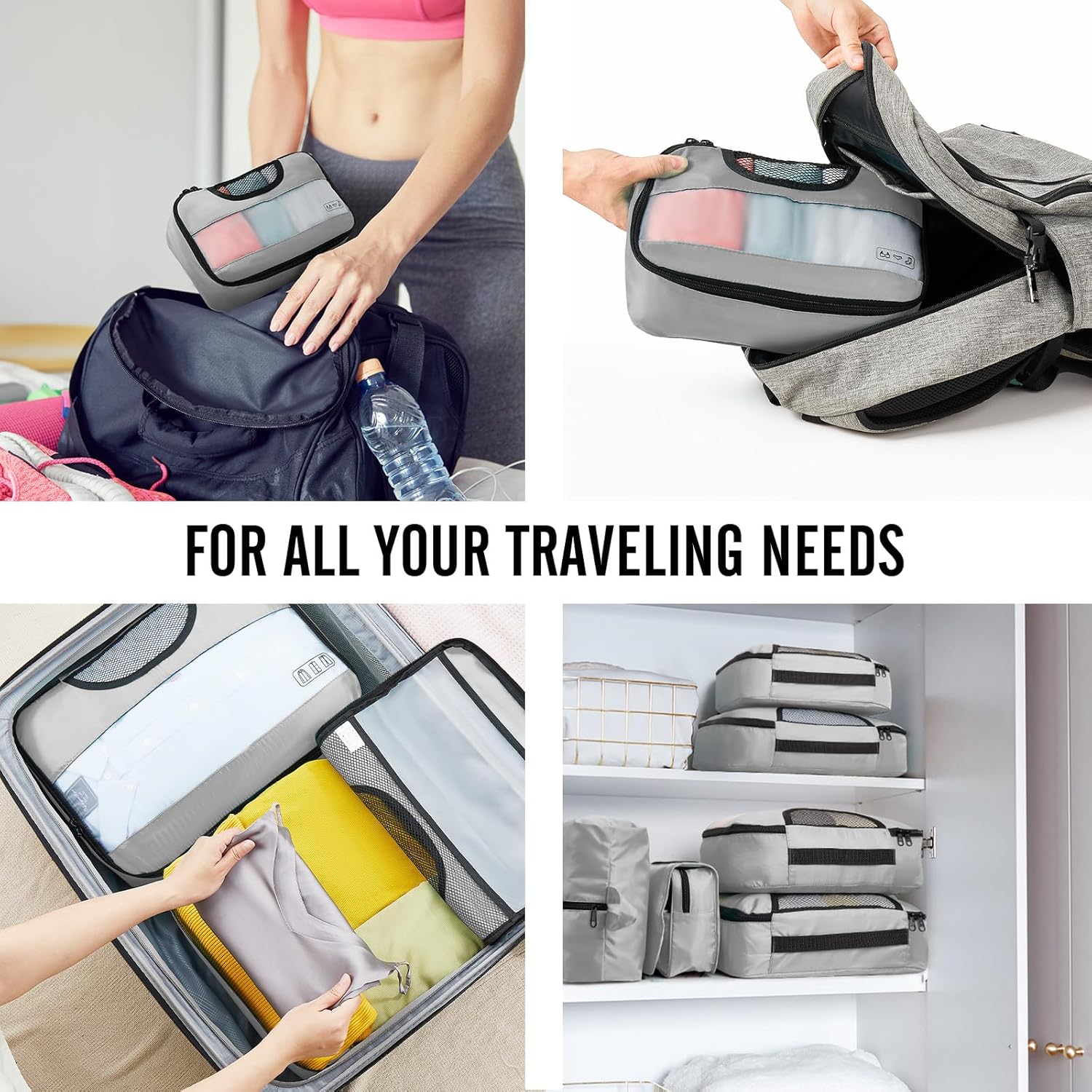 ComfortCraze:  8 Set Packing Cubes for Travel Essentials, Suitcase Organizer Bags Set for Luggage, Road Trip Travel Accessories in 4 Sizes (Extra Large, Large, Medium, Small)