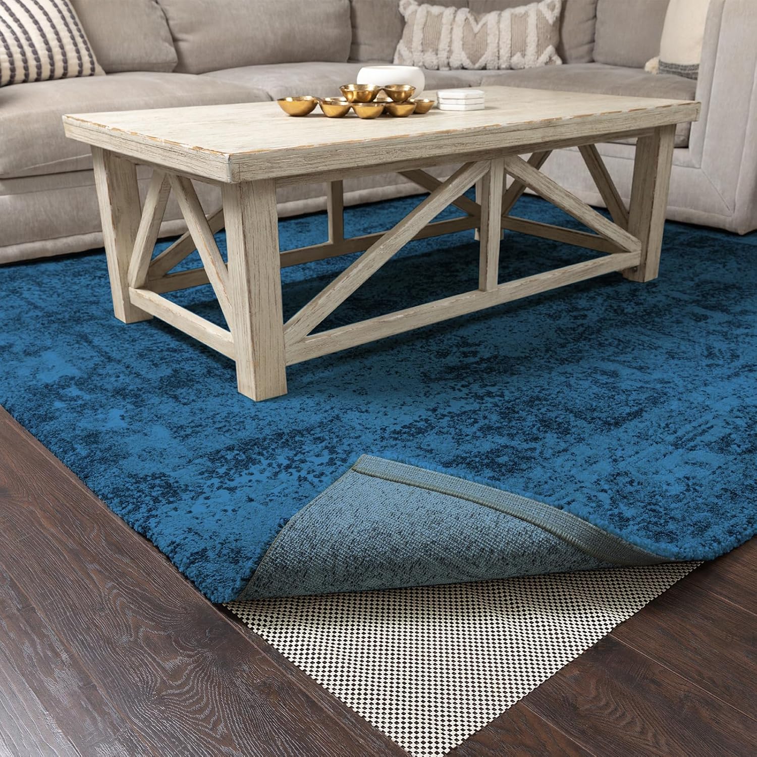 ComfortCraze:  5x8 Ft Rug Pad Gripper for Hardwood Floors, Non Slip Rug Pads for Area Rugs, Thick Rug Grippers for Tile Floors, Under Carpet Anti Skid Mat, Keep Your Rugs Safe and in Place
