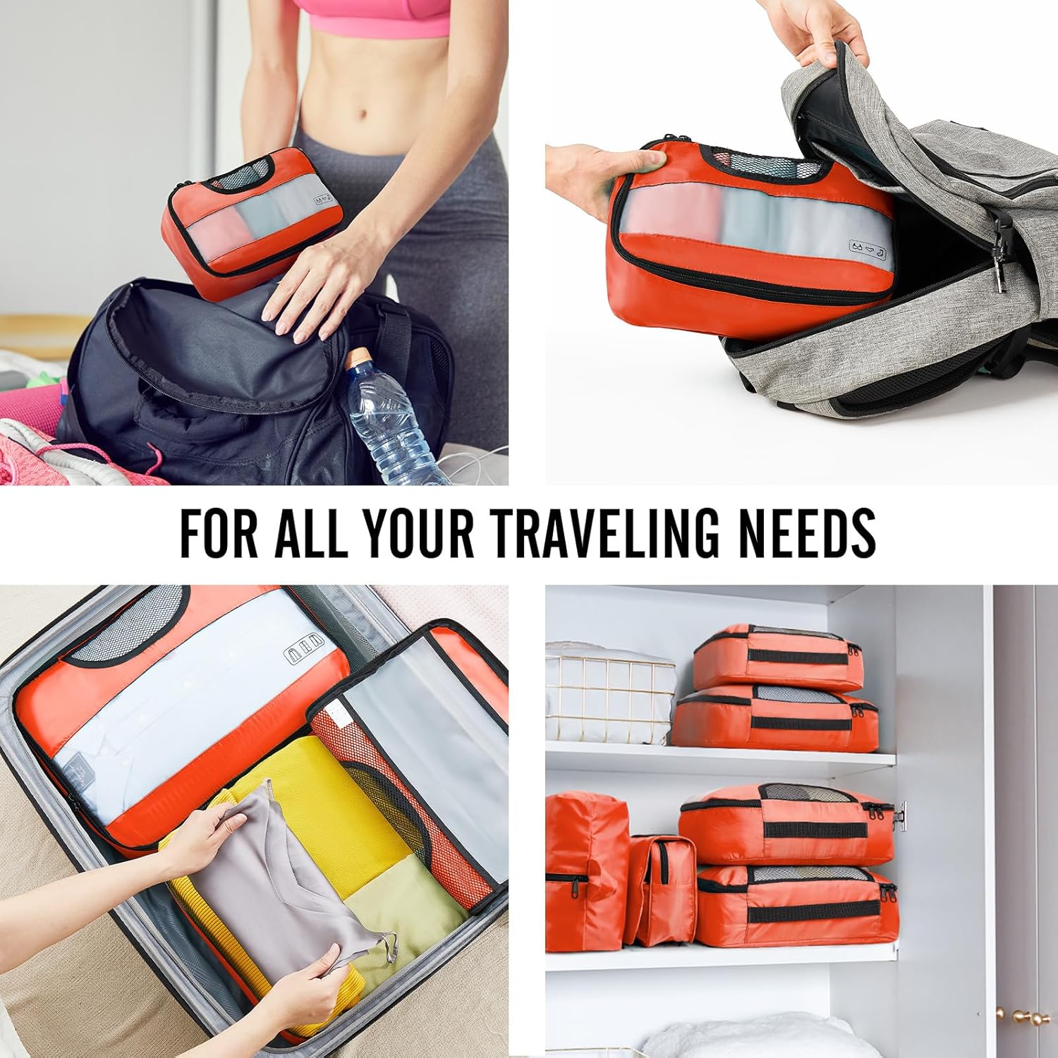 ComfortCraze:  8 Set Packing Cubes for Travel Essentials, Suitcase Organizer Bags Set for Luggage, Road Trip Travel Accessories in 4 Sizes (Extra Large, Large, Medium, Small)