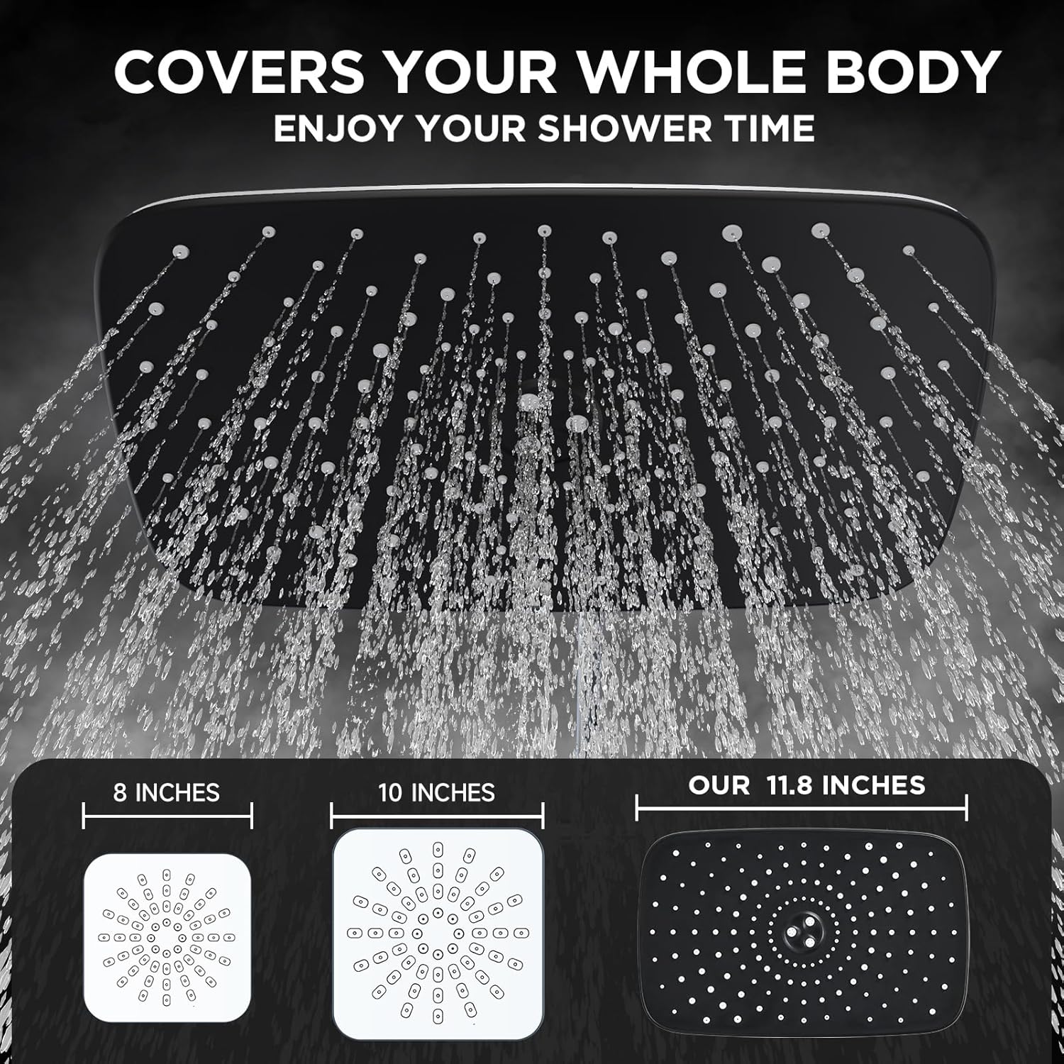 ComfortCraze: Wide Rain Shower Head with 6 Modes Handheld Water Spray，High Pressure Showerhead Combo with Arm for Bathroom Accessories，Home Decor Adjustable Dual Shower with Anti-Clog Nozzles,Silver Chrome
