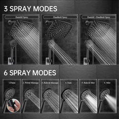 ComfortCraze: 11.8 Inch Rain Shower Head with Handheld- High Pressure Dual Shower Heads with 5 Modes Handheld Spray Combo- Wide Rainfall Showerhead with Hose, Bathroom Accessories, Matte Black