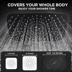 ComfortCraze: Wide Rain Shower Head with 6 Modes Handheld Water Spray，High Pressure Showerhead Combo with Arm for Bathroom Accessories，Home Decor Adjustable Dual Shower with Anti-Clog Nozzles,Silver Chrome