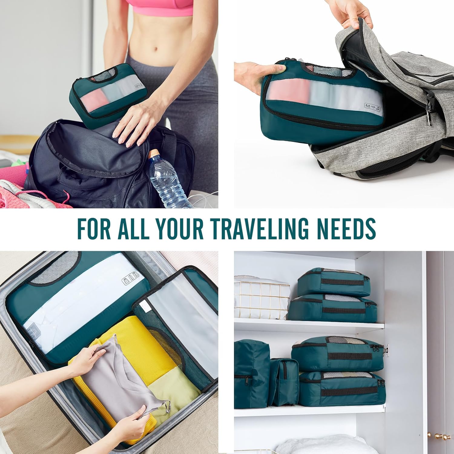 ComfortCraze:  8 Set Packing Cubes for Travel Essentials, Suitcase Organizer Bags Set for Luggage, Road Trip Travel Accessories in 4 Sizes (Extra Large, Large, Medium, Small)