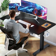 ComfortCraze:  47.2" Standing Desk Electric, Height Adjustable Sit Stand Up, Wood Desktop, Work Home Office, Computer PC Table, Writing Rising Desks, Brown