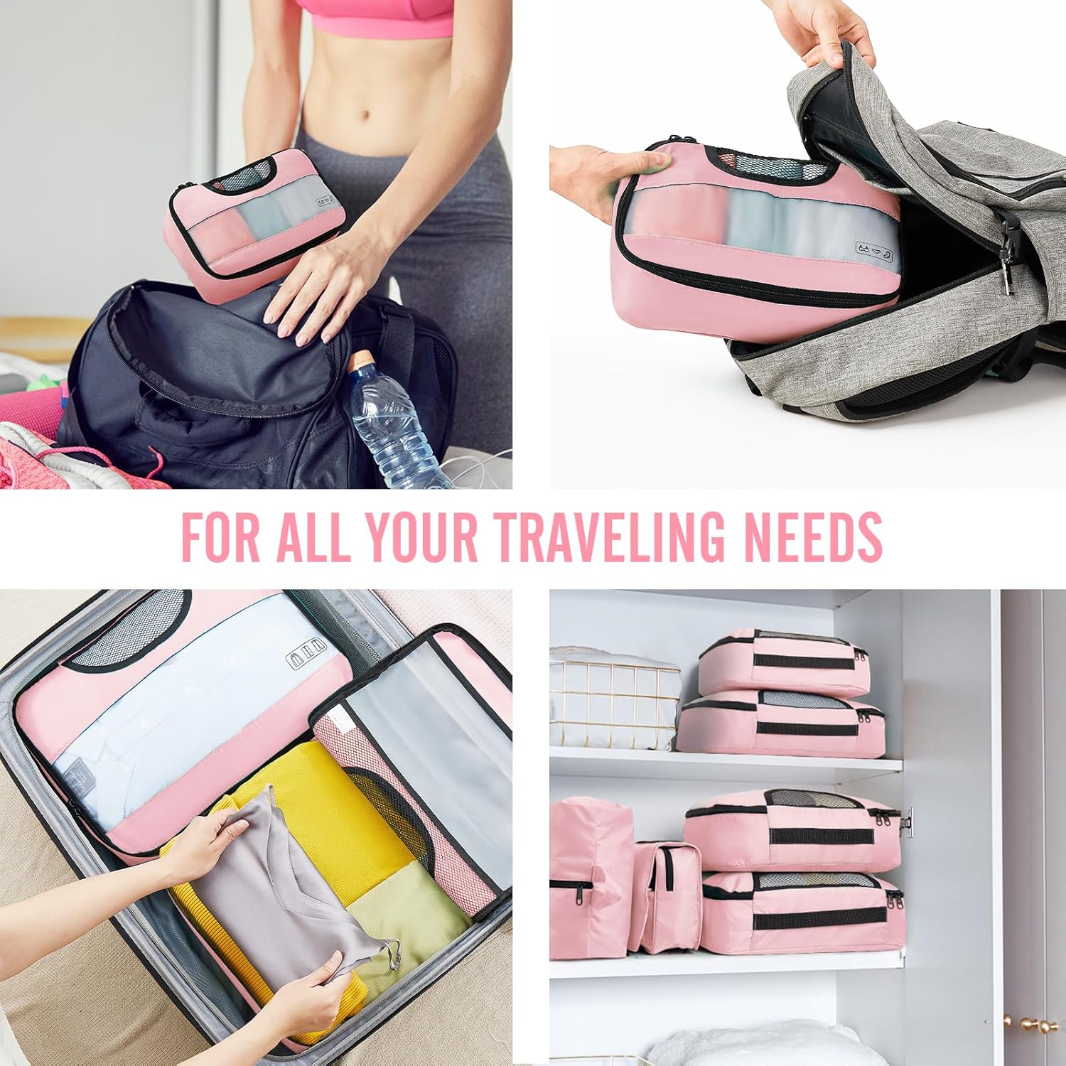 ComfortCraze:  8 Set Packing Cubes for Travel Essentials, Suitcase Organizer Bags Set for Luggage, Road Trip Travel Accessories in 4 Sizes (Extra Large, Large, Medium, Small)