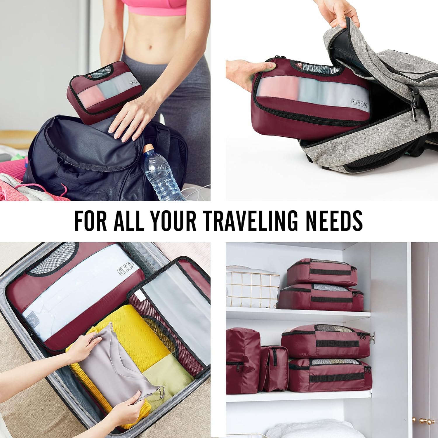 ComfortCraze:  8 Set Packing Cubes for Travel Essentials, Suitcase Organizer Bags Set for Luggage, Road Trip Travel Accessories in 4 Sizes (Extra Large, Large, Medium, Small)