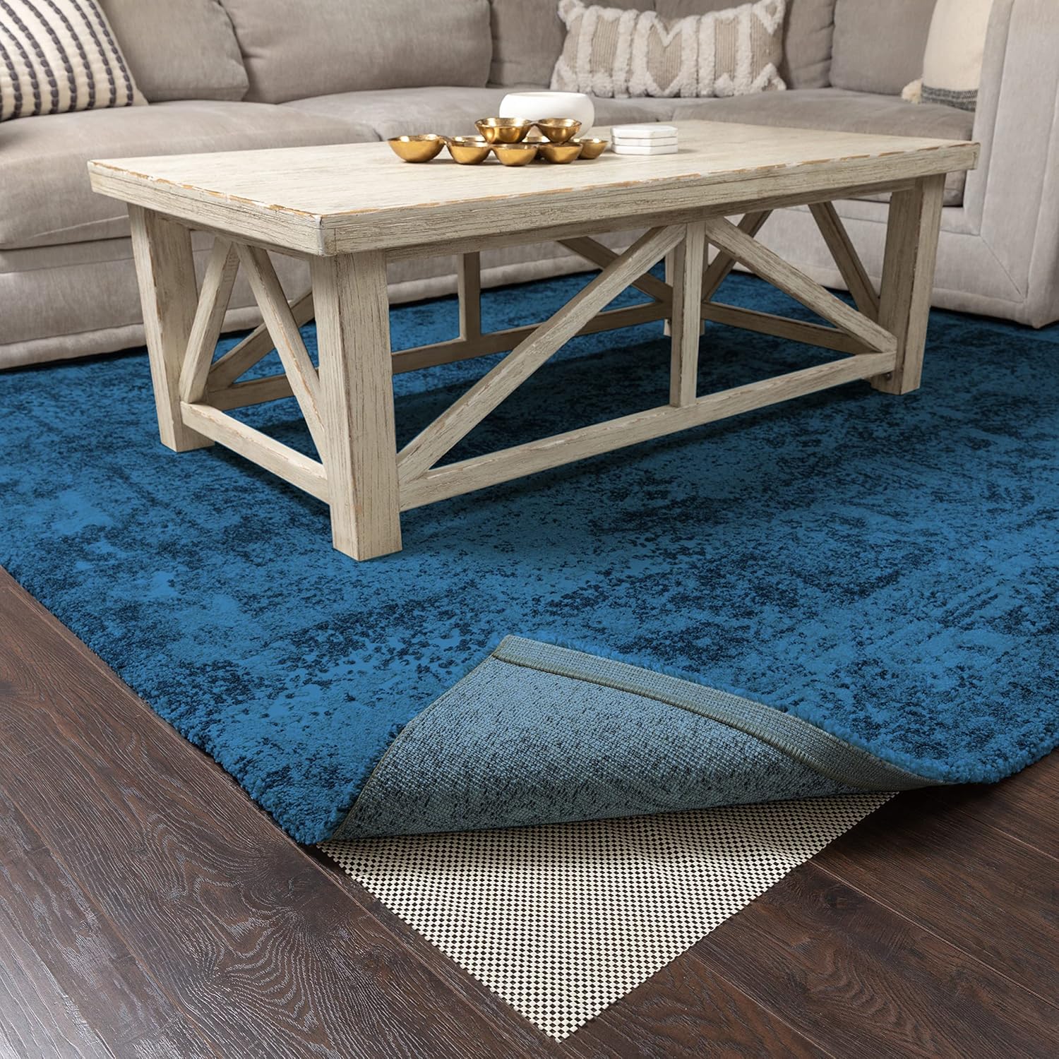 ComfortCraze:  5x8 Ft Rug Pad Gripper for Hardwood Floors, Non Slip Rug Pads for Area Rugs, Thick Rug Grippers for Tile Floors, Under Carpet Anti Skid Mat, Keep Your Rugs Safe and in Place